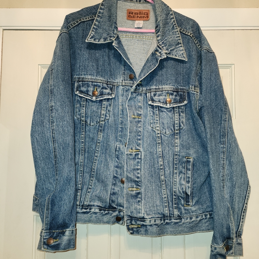 Reliq Denim Blue Jean Jacket XL Thick, warm & sturdy, 6 Total Pockets See Pics